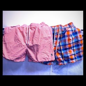 Polo Men’s XL Bathing Suit Orange Plaid x2